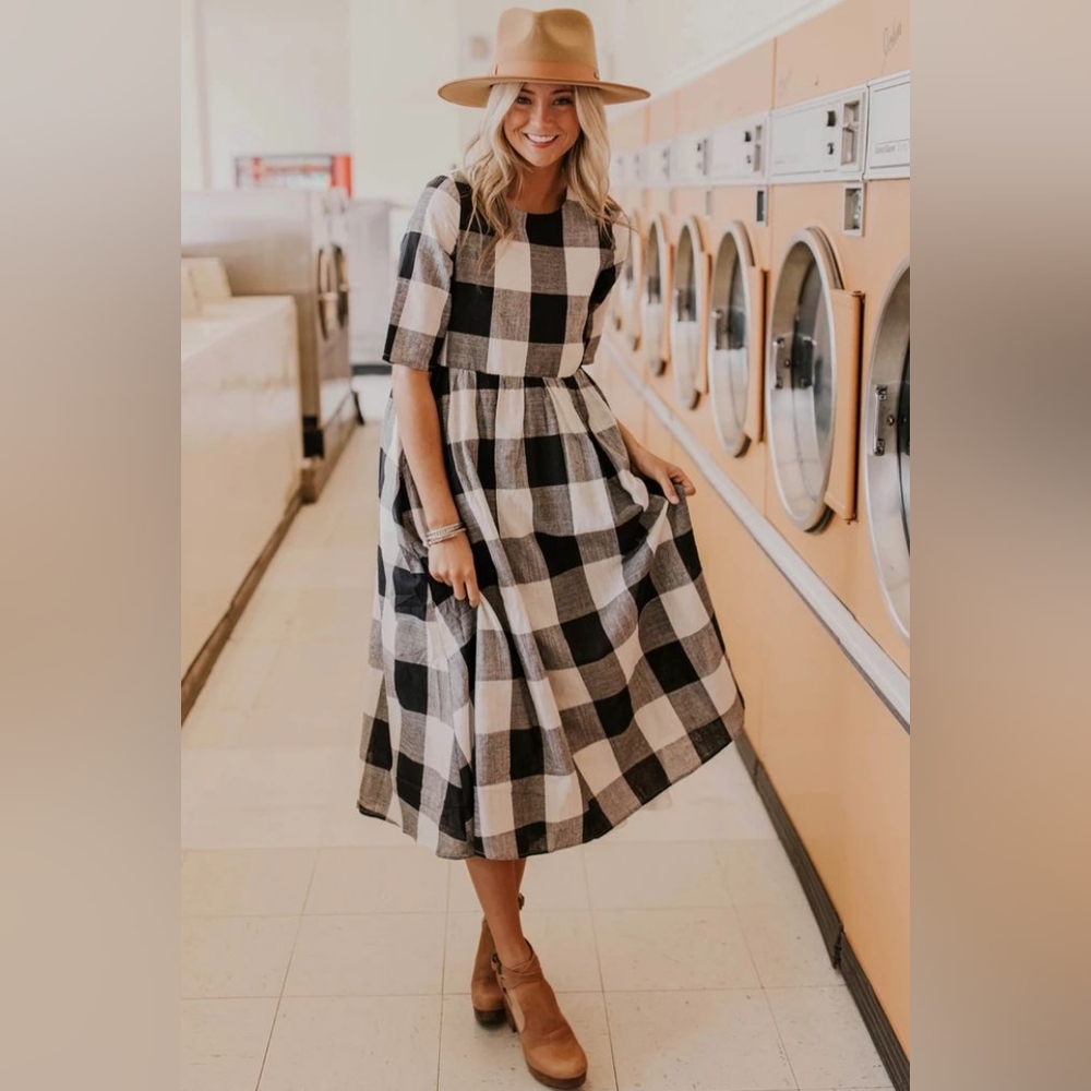 Roolee S Black Gingham Maddie Buffalo Plaid Dress